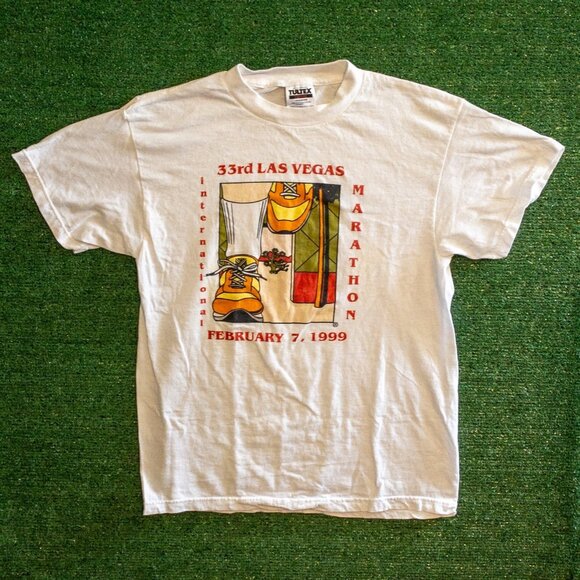 VINTAGE LAS VEGAS INTERNATIONAL MARATHON 1999 MENS T-SHIRT RETRO GRAPHIC SIZE M - Picture 1 of 5